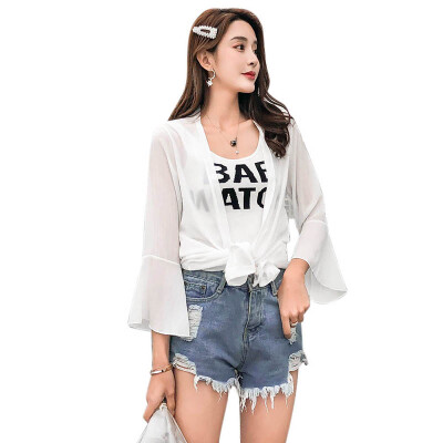 Women Casual Solid Cardigan Ladies 2019 Summer Fashion Flare Long Sleeve Chiffon Blouse Female Loose Blouse Tops White
Women Casual Solid Cardigan Ladies 2019 Summer Fashion Flare Long Sleeve Chiffon Blouse Female Loose Blouse Tops White