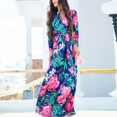 Tailored Fashion Womens V-Neck Floral Long Sleeve Printed Strappy Party Beach Long Dress
Tailored Fashion Womens V-Neck Floral Long Sleeve Printed Strappy Party Beach Long Dress