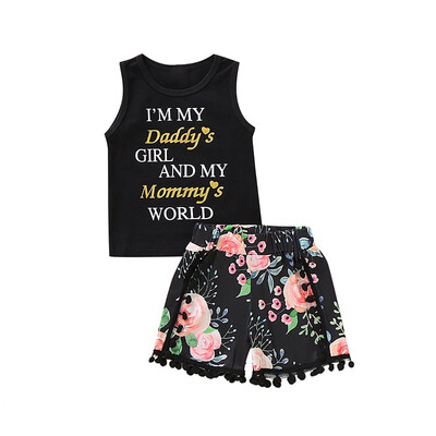 Baby Girls Casual Sleeveless Letters Summer Print Tops Vest With Flower Shorts Outfits Set
Baby Girls Casual Sleeveless Letters Summer Print Tops Vest With Flower Shorts Outfits Set