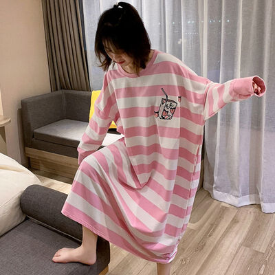 Women Sexy Pajamas Cotton Round Neck Long Sleeve Nightdress Lingerie Stripes Print Home Clothing
Women Sexy Pajamas Cotton Round Neck Long Sleeve Nightdress Lingerie Stripes Print Home Clothing