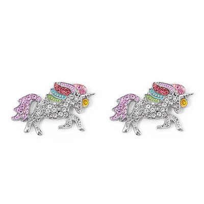 Silver Plated Glitter Rhinestone Unicorn Ear Studs Rainbow Color Crystal Earrings For Women Kids Lucky Jewelry
Silver Plated Glitter Rhinestone Unicorn Ear Studs Rainbow Color Crystal Earrings For Women Kids Lucky Jewelry
