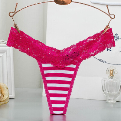 Sexy Lace Thong Panties Low Waist Striped Briefs Women Uderwear Breathable G-String
Sexy Lace Thong Panties Low Waist Striped Briefs Women Uderwear Breathable G-String