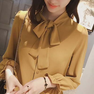 Women Sweet Bow Tie Neck Ruffles Chiffon Shirts Long Sleeve Loose Blouse Ladies Casual Tops Blusas Solid
Women Sweet Bow Tie Neck Ruffles Chiffon Shirts Long Sleeve Loose Blouse Ladies Casual Tops Blusas Solid