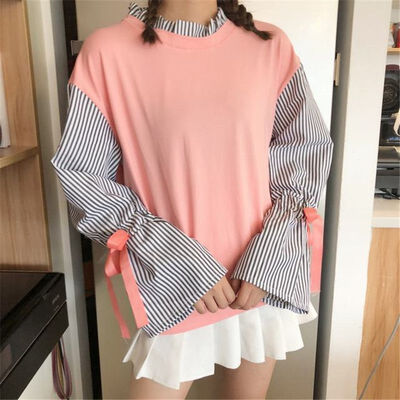 Women 2018 Autumn Winter Sweatshirt Striped Long Flare Sleeve Sweatshirt "Wonderful Girl"Printed Ruffled Collar Pullovers Tops
Women 2018 Autumn Winter Sweatshirt Striped Long Flare Sleeve Sweatshirt "Wonderful Girl"Printed Ruffled Collar Pullovers Tops