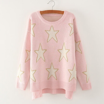 Womens western autumn&winter round neck Korean version of sweater bright silk star patterns under a fork cover sweater
Womens western autumn&winter round neck Korean version of sweater bright silk star patterns under a fork cover sweater