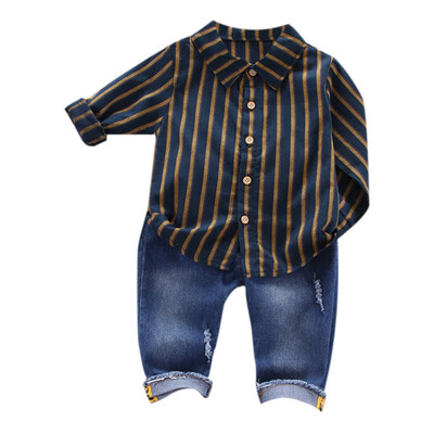 Comfort 2 Piece Clothing Set Long Sleeve Stripe Shirt Denim Pants Trouser Set Casual Suit Toddler Boy Outfit Set
Comfort 2 Piece Clothing Set Long Sleeve Stripe Shirt Denim Pants Trouser Set Casual Suit Toddler Boy Outfit Set