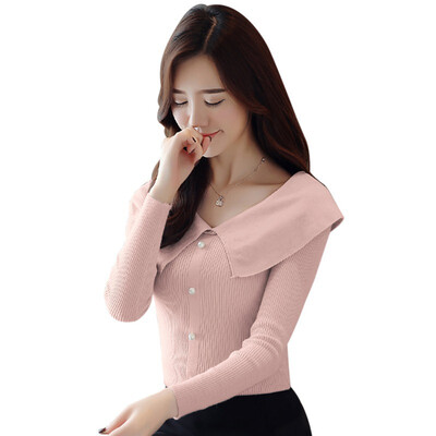 Solid Color Simple Sweater Women Button Knit Tops Butterfly Collar Long Sleeve Casual Warm Loose Sweaters Pull Femme
Solid Color Simple Sweater Women Button Knit Tops Butterfly Collar Long Sleeve Casual Warm Loose Sweaters Pull Femme