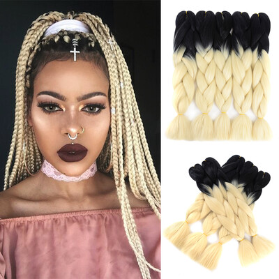 Synthetic Jumbo Braid Hair 5Pcs 24" Two Tone Ombre High Temperature Kanekalon Synthetic Fiber for Twist (Black-Blonde)
Synthetic Jumbo Braid Hair 5Pcs 24" Two Tone Ombre High Temperature Kanekalon Synthetic Fiber for Twist (Black-Blonde)