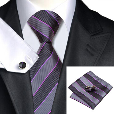 N-0591 Vogue Men Silk Tie Set Black Stripe Necktie Handkerchief Cufflinks Set Ties For Men Formal Wedding Business wholesale
N-0591 Vogue Men Silk Tie Set Black Stripe Necktie Handkerchief Cufflinks Set Ties For Men Formal Wedding Business wholesale