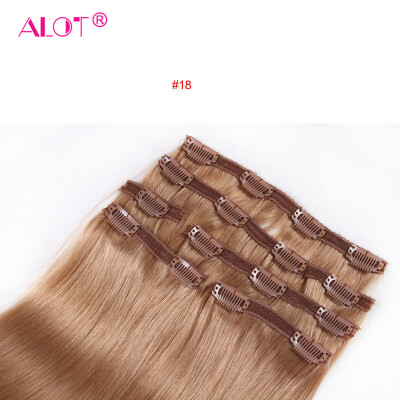 

ALot волос Бразилии Virgin человеческих волос Зажим в прямые волосы 7pcs / Set, 100g / Package 18 дюймов # 18 # 22 # 24 # 60 # 613