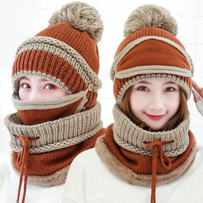 BENOORAY wool hat ladies winter plus velvet warm knit hat tether closed bib mask three-piece suit caramel
BENOORAY wool hat ladies winter plus velvet warm knit hat tether closed bib mask three-piece suit caramel