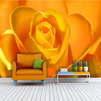 Custom 3d Photo Wallpaper Romantic Golden Rose Flower Tv