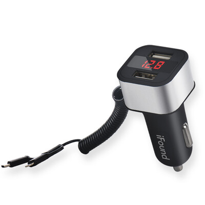 ifound car charger cigarette lighter F119 31A dual USB one to two voltage detection LED digital display with retractable data cable
ifound car charger cigarette lighter F119 31A dual USB one to two voltage detection LED digital display with retractable data cable