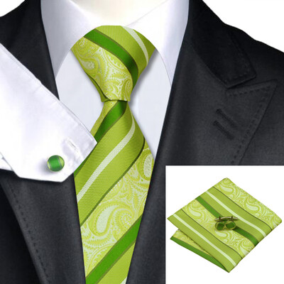 N-0452 Vogue Men Silk Tie Set Green Stripe Necktie Handkerchief Cufflinks Set Ties For Men Formal Wedding Business wholesale
N-0452 Vogue Men Silk Tie Set Green Stripe Necktie Handkerchief Cufflinks Set Ties For Men Formal Wedding Business wholesale