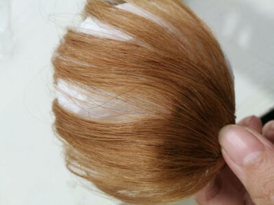 

100% настоящий человеческий зажим для волос в плоской прошивке Светлый дышащий воздушный бандаж связанный вручную
