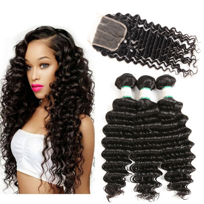 MORICHY Brazilian Deep Wave 3 Bundles with 4×4 Lace Closure 3 Part 7A Unprocessed Human Hair Extensions Natural Color
MORICHY Brazilian Deep Wave 3 Bundles with 4×4 Lace Closure 3 Part 7A Unprocessed Human Hair Extensions Natural Color