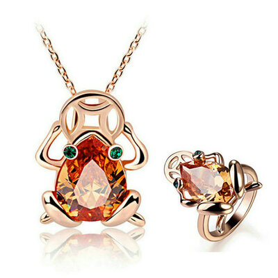 Yoursfs® 18K Rose Gold Plated Coin-in-Mouth Crystal Frog Necklace and Ring Sets Use Austrian Crystal Fashion Jewelry Set
Yoursfs® 18K Rose Gold Plated Coin-in-Mouth Crystal Frog Necklace and Ring Sets Use Austrian Crystal Fashion Jewelry Set