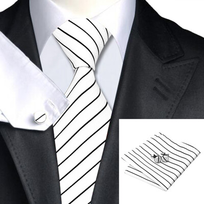 N-0300 Vogue Men Silk Tie Set White Stripe Necktie Handkerchief Cufflinks Set Ties For Men Formal Wedding Business wholesale
N-0300 Vogue Men Silk Tie Set White Stripe Necktie Handkerchief Cufflinks Set Ties For Men Formal Wedding Business wholesale