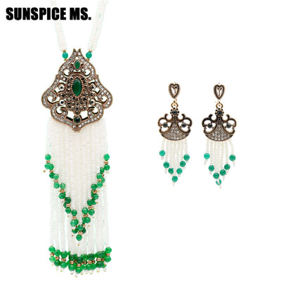 New Turkish Women Seed Bead Long Necklace Dangle Earring Jewelry Sets Antique GoldColor Resin Flower India Bohemia Ethnic Bijoux
New Turkish Women Seed Bead Long Necklace Dangle Earring Jewelry Sets Antique GoldColor Resin Flower India Bohemia Ethnic Bijoux