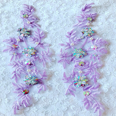 Light purple trim patches lace applique with rhinestones sequins beads 248cm for dress skirt
Light purple trim patches lace applique with rhinestones sequins beads 248cm for dress skirt