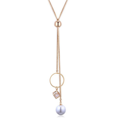 AAA Grade Cubic Zircon Sweater Chain Necklace Simulated Pearl Pendants 80CM Snake Chain Women Maxi Jewelry Gift 26972
AAA Grade Cubic Zircon Sweater Chain Necklace Simulated Pearl Pendants 80CM Snake Chain Women Maxi Jewelry Gift 26972