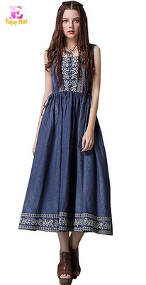 S M L elegant cotton new summer 2018 long jeans dress women sleeveless denim blue ankle length a line embroidery bow casual
S M L elegant cotton new summer 2018 long jeans dress women sleeveless denim blue ankle length a line embroidery bow casual