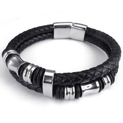Hpolw Leather Mens Bracelet Stainless Steel Charms Clasp, Black Silver - 8", 8.5", 9
Hpolw Leather Mens Bracelet Stainless Steel Charms Clasp, Black Silver - 8", 8.5", 9