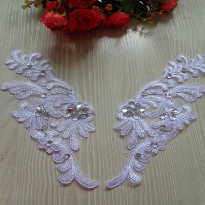 Handmade sew on crystal trim patches pure white lace applique with silver bead sequins rhinestones 248cm for dress skirt
Handmade sew on crystal trim patches pure white lace applique with silver bead sequins rhinestones 248cm for dress skirt