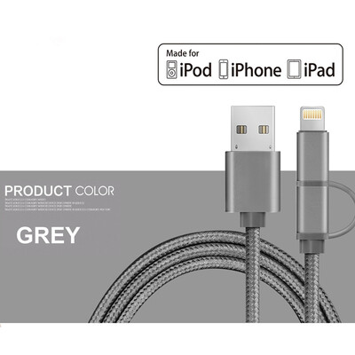 MFI 2in1 Mobile Phone Charger Cable For iPhone 5 6 7 usb For Samsung Huawei Xiaomi Micro Usb Nylon braided metal Cable
MFI 2in1 Mobile Phone Charger Cable For iPhone 5 6 7 usb For Samsung Huawei Xiaomi Micro Usb Nylon braided metal Cable
