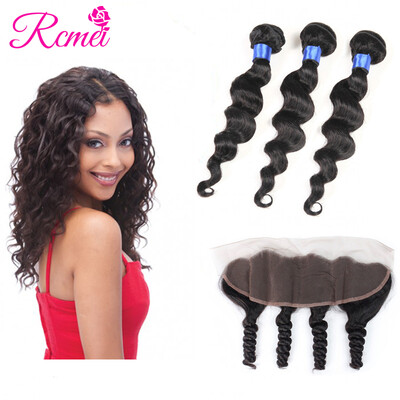 Rcmei 8A Hair Brazilian Loose Wave Lace Frontal 134 Ear to Ear Bundle with Closure 130 Destiny 3 Bundles Remy Hair with Frontal
Rcmei 8A Hair Brazilian Loose Wave Lace Frontal 134 Ear to Ear Bundle with Closure 130 Destiny 3 Bundles Remy Hair with Frontal
