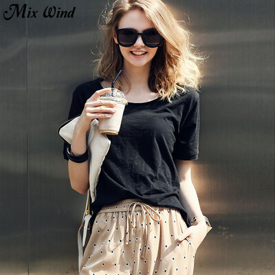 Mix Wind Casual Solid color Loose O-Neck Short sleeve Female cotton top female T-shirt summer 2018 Women T Shirt Top fashion Tee
Mix Wind Casual Solid color Loose O-Neck Short sleeve Female cotton top female T-shirt summer 2018 Women T Shirt Top fashion Tee
