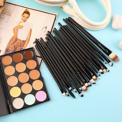 New 15 Colors Contour Face Cream Makeup Concealer Palette + 20 PC Powder Brush 15 Color Concealer
New 15 Colors Contour Face Cream Makeup Concealer Palette + 20 PC Powder Brush 15 Color Concealer