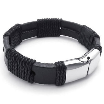 Hpolw Mens Surfer handmade Black Genuine Leather&Stainless Steel Spring buckle Bracelet12mm - 8" 85" 9" inch 
Hpolw Mens Surfer handmade Black Genuine Leather&Stainless Steel Spring buckle Bracelet12mm - 8" 85" 9" inch