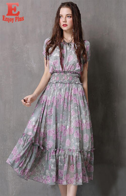 L elegant chiffon new summer 2018 long dress women short sleeve floral print A line office lady mid calf with ruffles
L elegant chiffon new summer 2018 long dress women short sleeve floral print A line office lady mid calf with ruffles