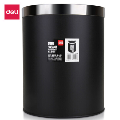 Deli 9 Office home classic round straight barrel stainless steel trash can paper basket cleaning bucket black with pressure ring
Deli 9 Office home classic round straight barrel stainless steel trash can paper basket cleaning bucket black with pressure ring