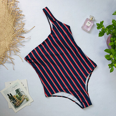 Womens Solid One Shoulder Bikini Stripe Print Thong Swim Wear One Piece Beachwear Sexy Vintage Maillot De Bain Femme
Womens Solid One Shoulder Bikini Stripe Print Thong Swim Wear One Piece Beachwear Sexy Vintage Maillot De Bain Femme