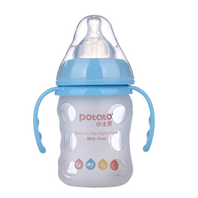Small potato potato wide mouth silicone sheath double handle newborn glass small bottle 120ml blue
Small potato potato wide mouth silicone sheath double handle newborn glass small bottle 120ml blue