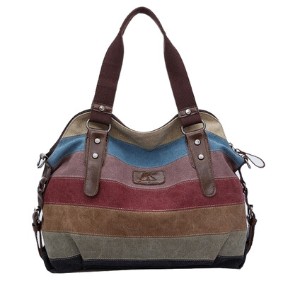 D.jiani ™ The new hit color stitching canvas handbag European and American fashion casual shoulder bag
D.jiani ™ The new hit color stitching canvas handbag European and American fashion casual shoulder bag