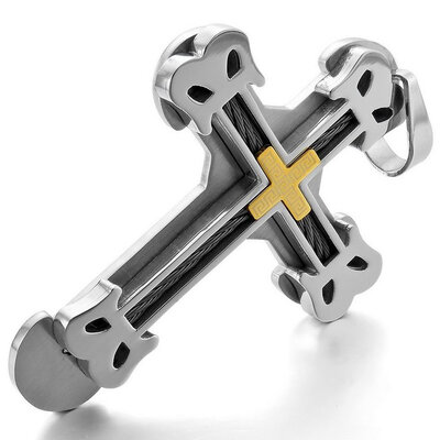 Hpolw New Romantic Men Silver&Gold Stainless Steel 316L Pendant Greek Cross Cable Necklace with 23 inch Chain
Hpolw New Romantic Men Silver&Gold Stainless Steel 316L Pendant Greek Cross Cable Necklace with 23 inch Chain