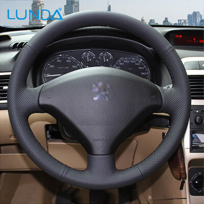 LUNDA DIY Hand-stitched Black Leather Car Steering Wheel Cover for Peugeot 307 New Car Styling
LUNDA DIY Hand-stitched Black Leather Car Steering Wheel Cover for Peugeot 307 New Car Styling