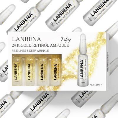 LANBENA 24 K Gold Retinol Ampoules Serums Anti-Aging Wrinkle Firming Lifting Remove Fine Lines Moisturizing Nourishing for 7 Days
LANBENA 24 K Gold Retinol Ampoules Serums Anti-Aging Wrinkle Firming Lifting Remove Fine Lines Moisturizing Nourishing for 7 Days