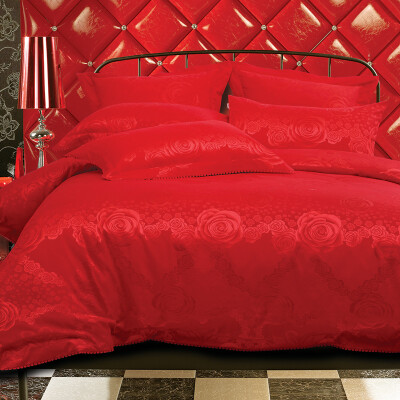 

(Dohia) Комплект постельных принадлежностей Свадебные жаккардовые двуспальные кровати 4 шт - Qinxin Flower 1,8 м Bed