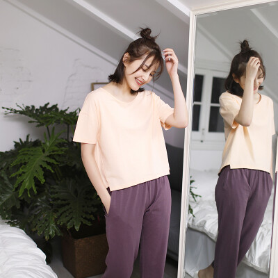 Haizhining WMJ-040 Pajamas Womens Summer Bamboo Cotton Thin Short Sleeve Pants Home Service Set Home Two-piece Light Orange 165L
Haizhining WMJ-040 Pajamas Womens Summer Bamboo Cotton Thin Short Sleeve Pants Home Service Set Home Two-piece Light Orange 165L
