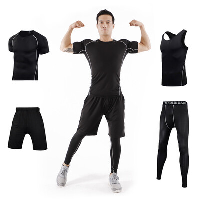 Fan Dimu workout clothes sports suit four-piece fitness clothes tight compression clothing men&women training running clothes FNZ9001-black line - short sleeve four-piece 
Fan Dimu workout clothes sports suit four-piece fitness clothes tight compression clothing men&women training running clothes FNZ9001-black line - short sleeve four-piece