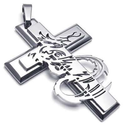 Hpolw High Quality Mens 316L Stainless Steel Sterling Silver Dragon Cross Pendant Necklace with 18-26 inch Chain
Hpolw High Quality Mens 316L Stainless Steel Sterling Silver Dragon Cross Pendant Necklace with 18-26 inch Chain