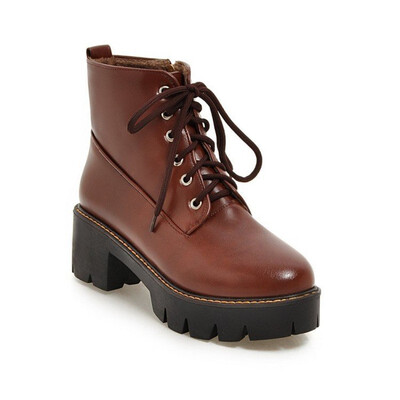 IDIFU Womens Trendy Round Toe Platform Side Zipper Biker Booties Lace-up Block Mid Heel Short Boots
IDIFU Womens Trendy Round Toe Platform Side Zipper Biker Booties Lace-up Block Mid Heel Short Boots