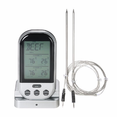 Wireless Digital Food BBQ Cooking Thermometer Timer Backlight LCD Temperature Gauge with Transmission Dual Probes--Black
Wireless Digital Food BBQ Cooking Thermometer Timer Backlight LCD Temperature Gauge with Transmission Dual Probes--Black