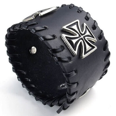 Hpolw Wide Leather Cross Mens Bangle Cuff Bracelet, Punk Rock, Fits 7" to 8", Black Silver
Hpolw Wide Leather Cross Mens Bangle Cuff Bracelet, Punk Rock, Fits 7" to 8", Black Silver