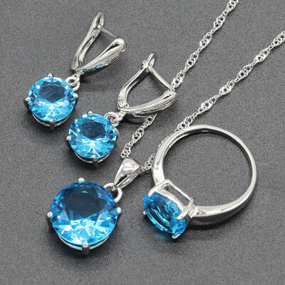 Pink Stone Silver Plated Wedding Jewelry Sets for Women Necklace Drop Earrings Ring Eight Colors Available Free Jewelry Box
Pink Stone Silver Plated Wedding Jewelry Sets for Women Necklace Drop Earrings Ring Eight Colors Available Free Jewelry Box
