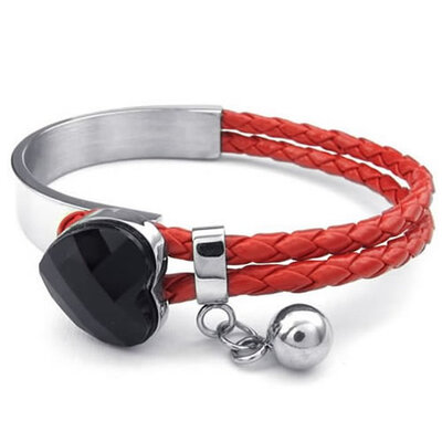 Hpolw Womens Leather Stainless Steel Bracelet Braided Heart Cuff Bangle Red Black Silver
Hpolw Womens Leather Stainless Steel Bracelet Braided Heart Cuff Bangle Red Black Silver